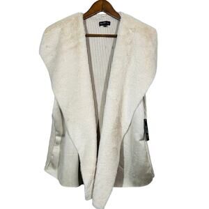NEW! Twelfth Love Vegan Fur Ribbed Knit Vest Sleeveless Cream - 2X